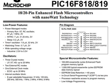 Lot of 4 - Microchip - PIC16LF819-I/SO - IC, MCU, Enhanced Flash Microcontroller
