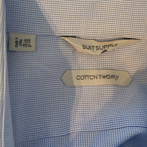 Camicia elegante uomo Suitsupply L/S 40-15 3/4" - blu e bianco - colletto largo - Foto 8 di 12
