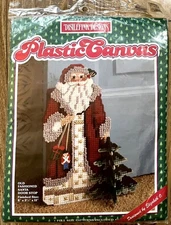 Vintage Distlefink Designs Plastic Canvas Kit Old Fashioned Santa Door Stop NEW