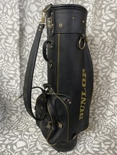 VINTAGE Retro Dunlop Trolley/Cart Golf Bag Faux Leather Black/Gold 6-Way