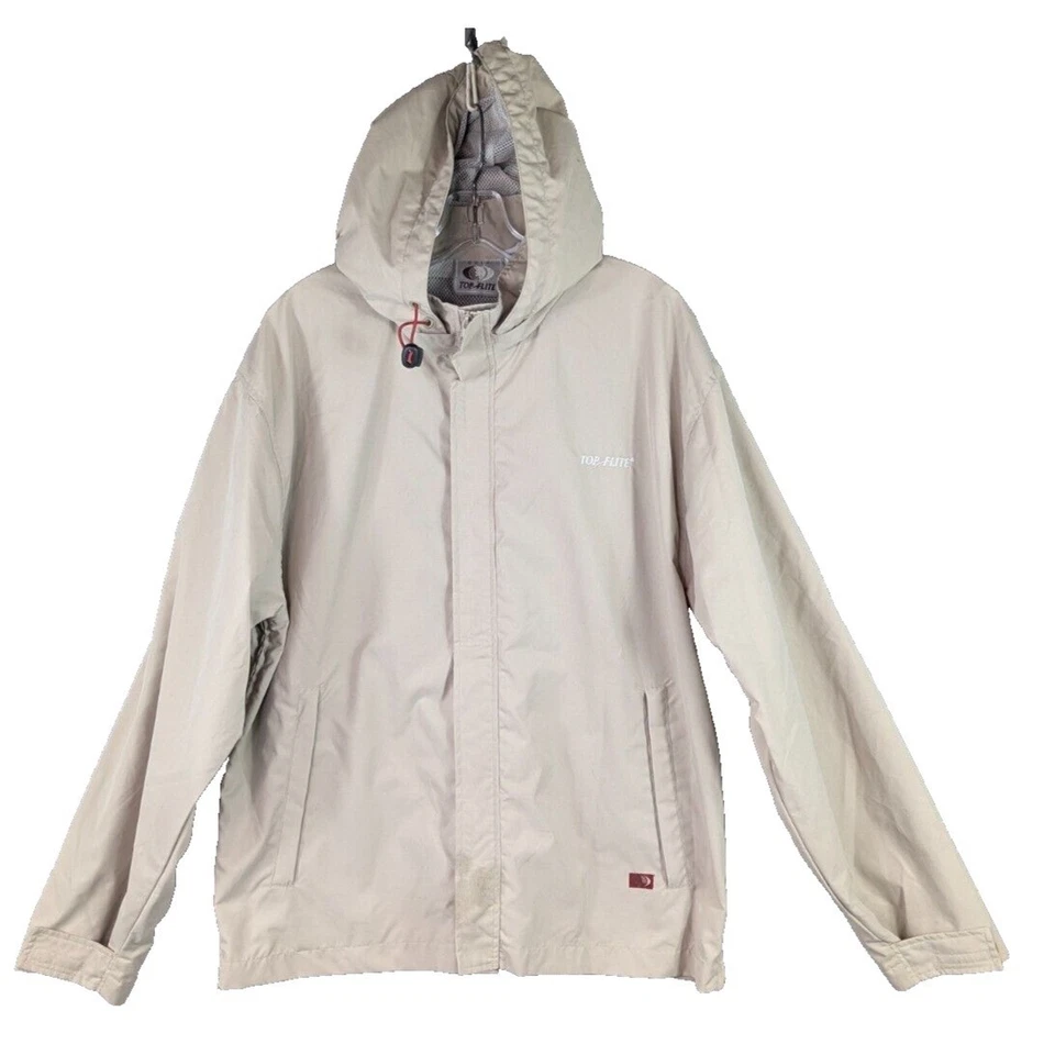 Jaqueta Top-Flite Masculina M Zíper Completo com Capuz Golfe Microfibra Bege Atlético Externo - Imagem 2 de 4