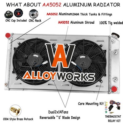 4-Row Radiator Shroud Fan FOR  77-92 Cadillac Brougham Fleetwood DeVille Pontiac
