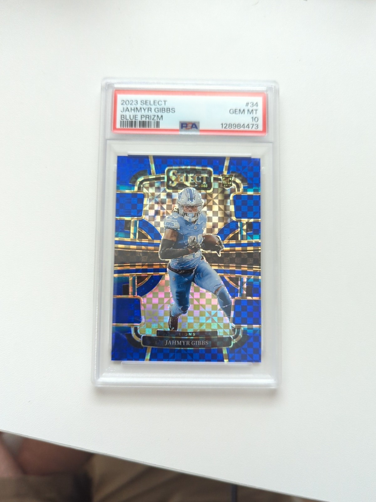 2023 Panini Select - Concourse Jahmyr Gibbs #34 Blue Prizm /199 (RC) PSA 10