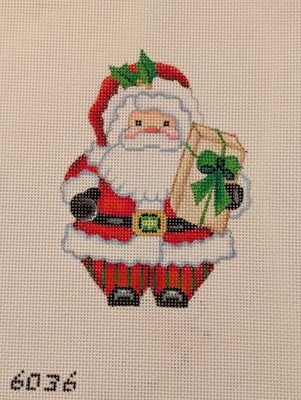 Santa with Present (BB6036) needlepoint canvas by Burnett & Bradley