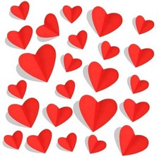 72 Pcs Valentine's Day Wall Decoration, 3D Heart Valentine Wall Stickers, Red