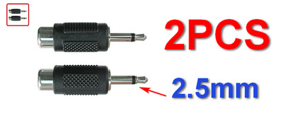 2pc Mono 2.5mm  Male Plug to RCA Female Jack Audio Adapter Connector