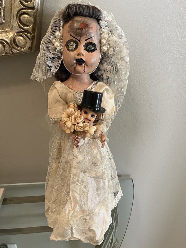 Halloween Creepy Haunted Vintage Bride Doll OOAK