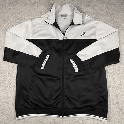 Nike Jacket Mens XL Black White Full Zip Track Field Winged Foot Swoosh Warmup