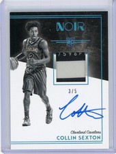 2018-19 Panini Noir Rookie Patch Autograph #308 Collin Sexton No 3 of 5