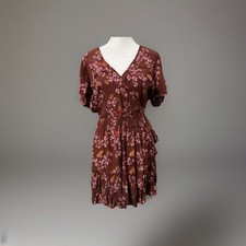 madewell Brown Floral Mini dress With Butterfly, Ruffles and Tiered Skirt