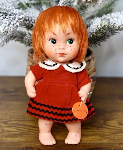Bambola Herman Pecker CAROT TOP bambina originale anni 60 vestito rosso vintage Giappone con etichetta - Foto 2 di 8