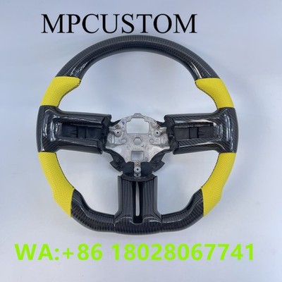 Yellow Leather Carbon Fiber Steering Wheel Fit For Ford Mustang GT 2010-2014
