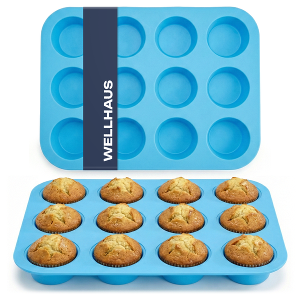 Neu Wellhaus Silikon Muffinform 12Er 295X22Cm Blau Antihaft Backform-image