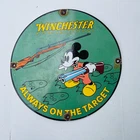 Classic Vintage Winchester Mickey Mouse Porcelain Enamel  sign Size 11.75" Inch