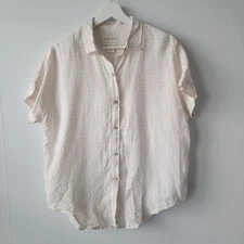 Cynthia Rowley womens 100% Linen Button up Blouse size S Striped boy fit