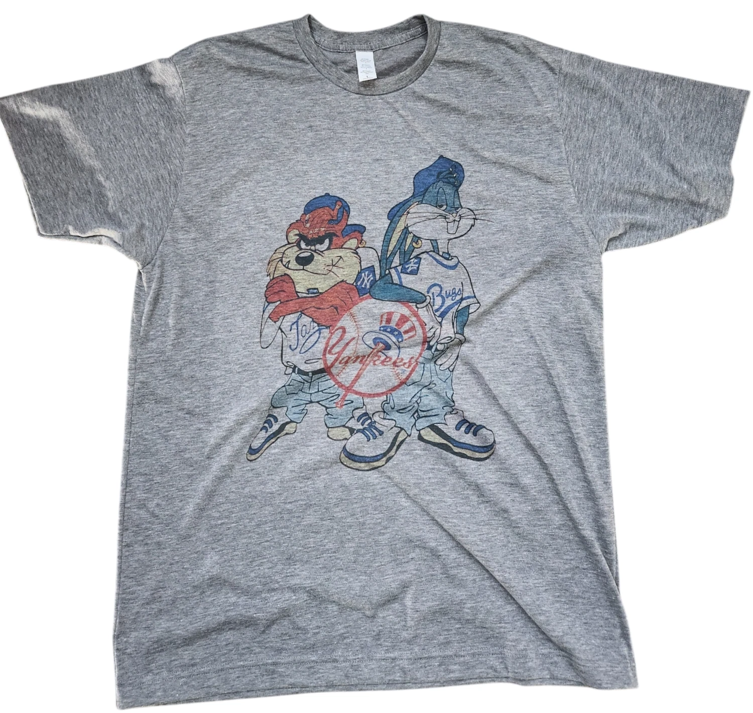 New York Yankees Looney Tunes Taz Bugs Color Vintage GrayT -Shirt baseball Soft