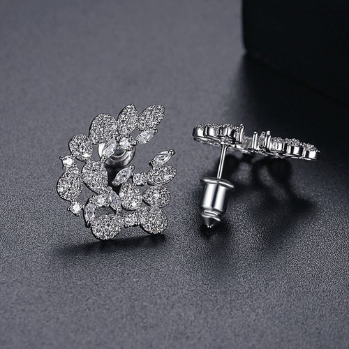 Tachuelas de circonita cúbica, pendientes de novia, pendientes de fiesta - Imagen 5 de 6