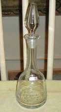 Toscany Hand Blown Glass Decanter Made In Romania Etched Floral Design