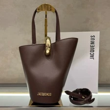 JACQUEMUS 2025 Leather Bucket Bag - Asymmetrical Crossbody Shoulder Purse