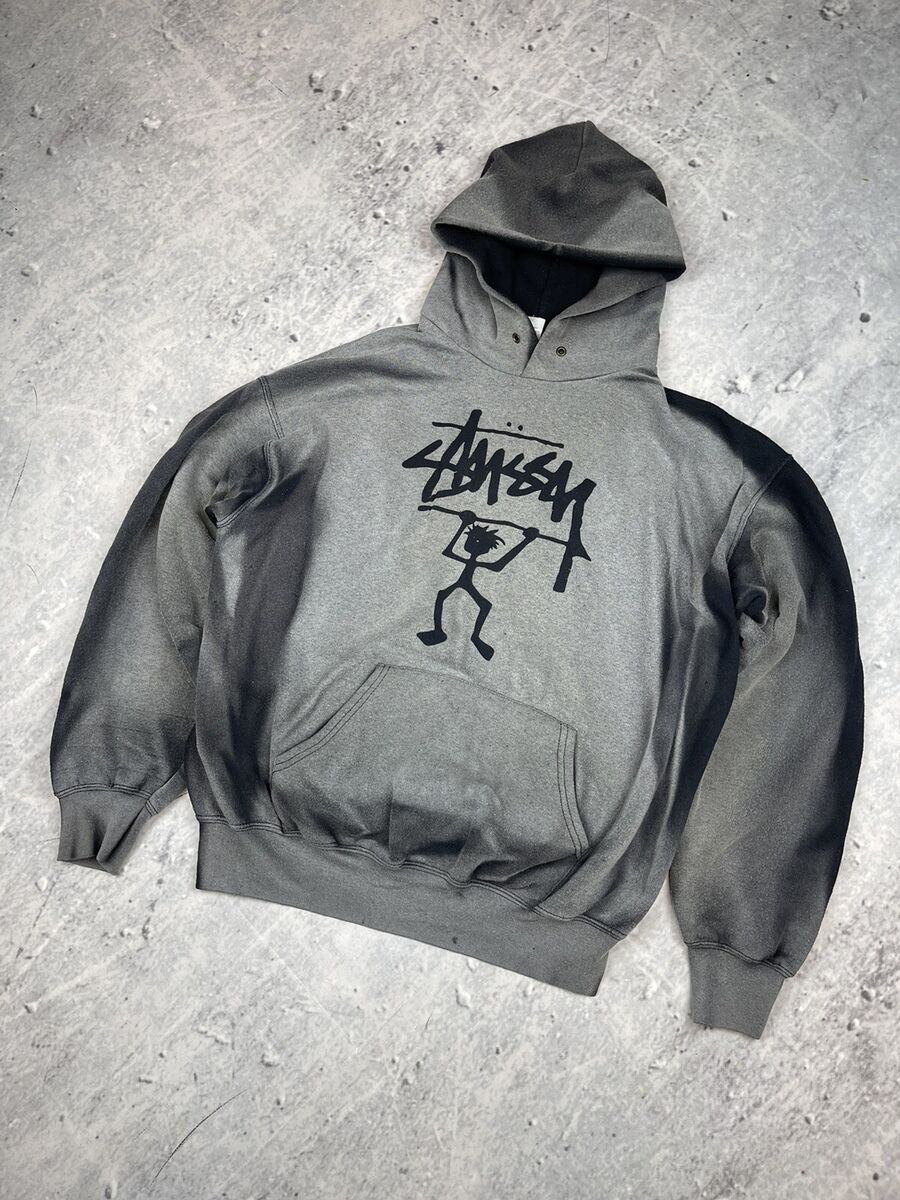 Vintage Handmade 00s Gray Stussy Sunfade Hoodie Rare Man Vintage Handmade 00s Gray Stussy Sunfade Hoodie Rare Man
