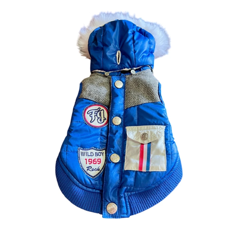 Dog Cat Jumper Jacket Coat T-Shirt Winter Fur Soft Rock Pet Vest Blue Size 3s - Image 3 of 4
