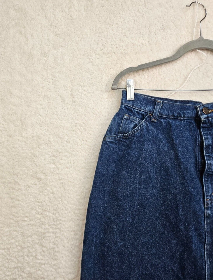 Falda midi lápiz recto azul 100 % algodón Buffalo Junction para mujer Foto 2 de 4