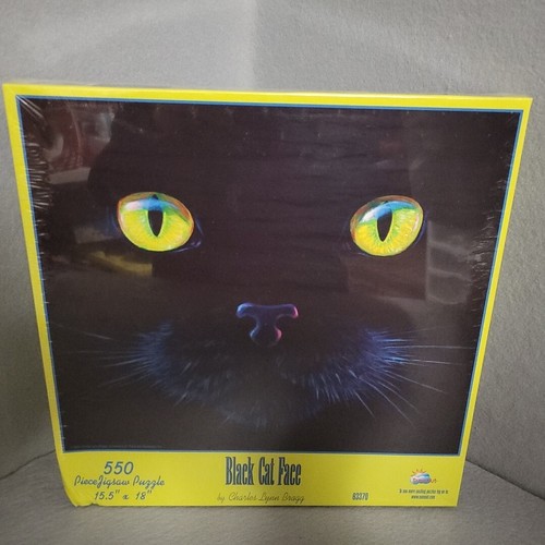 Black Cat Face Charles Lynn Bragg 550 pc Jigsaw Puzzle Sealed USA NEW *READ*