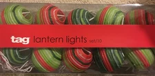 TAG Lantern Lights Set/10-Adorable Paper Lanterns/Festive Holiday colors-NEW-NIB