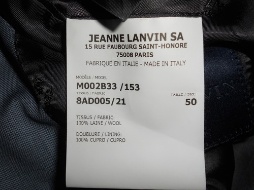 LANVIN Quality Super Wool fabric New Suit Size UK 40R" EUR/IT 50R" W34-RRP £1295 - Picture 14 of 16