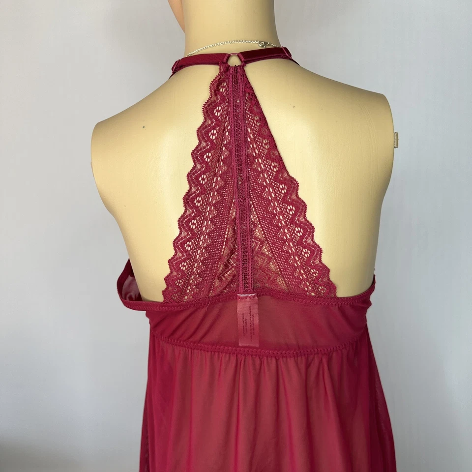 Babydoll Jessica Simpson Teddy Rojo Medio Frente Abierto Con Aros Encaje Transparente Foto 4 de 4