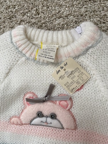 Maglione vintage bambina tg 3-6M BABY BEAR chiusura zip rosa/bianco Nuovo!!! - Foto 3 di 8