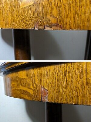 Antique Quartersawn Tiger Oak Wood Oval Library Desk Antique Quartersawn Tiger Oak Wood Oval Library Desk