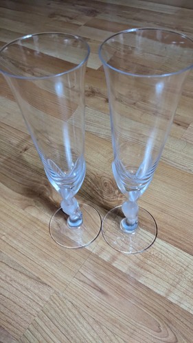 Igor Carl Faberge Kissing Doves Champagne Flutes Glasses France Set of Two (2)