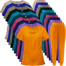 Stretch Jogger Medical Nurse Salon Scrub Uniform Women Scrub Sets Tops Pants