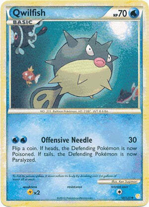 Pokemon HeartGold SoulSilver Card 50/123 Qwilfish - Picture 1 of 1