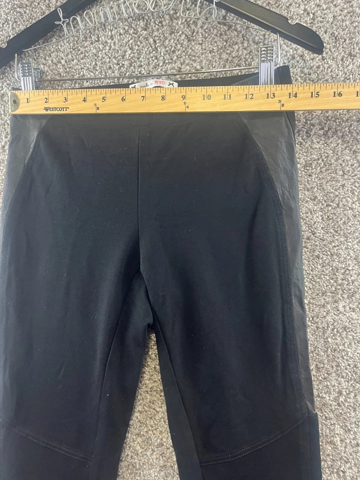 Yoana Baraschi Negro Tejido|Pantalones con Paneles de Piel de Cordero Pierna Ajustada Para Mujer Talla M Foto 4 de 4