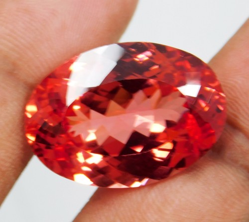 Zafiro Padparadscha genuino natural impecable 37,80 quilates forma ovalada piedra preciosa - Imagen 10 de 17