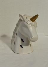 White  Gold Ceramic 7" Unicorn Nightlight