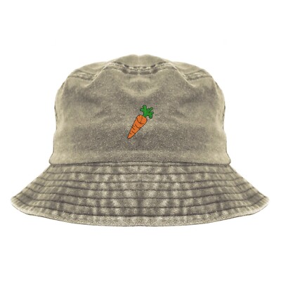 Carrot embroidered bucket hat-khaki, carrot embroidered vintage