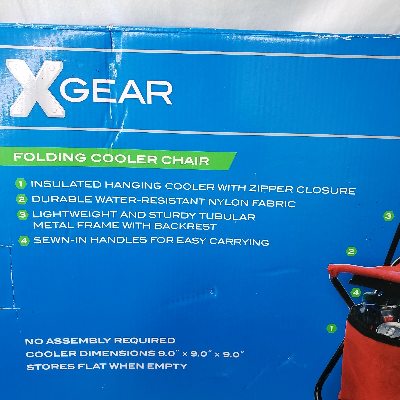 XGear Folding Cooler Chair W/Back Black Camping Picnic or Beach Factory Sealed 