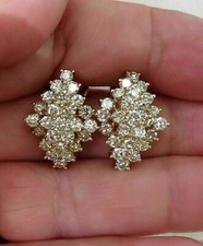 2 Ct Round Cut Lab Created Diamond Cluster Stud Earrings 14K Yellow Gold Plated