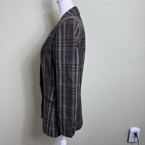 Vintage Nordstrom Point of View Women's Blazer Brown & Black Plaid Size 2 - Picture 5 of 7