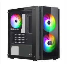 NUWO Case Micro-ATX Gaming 3 Ventole Led Fissi FRGB Frontale e Laterale in Vetro