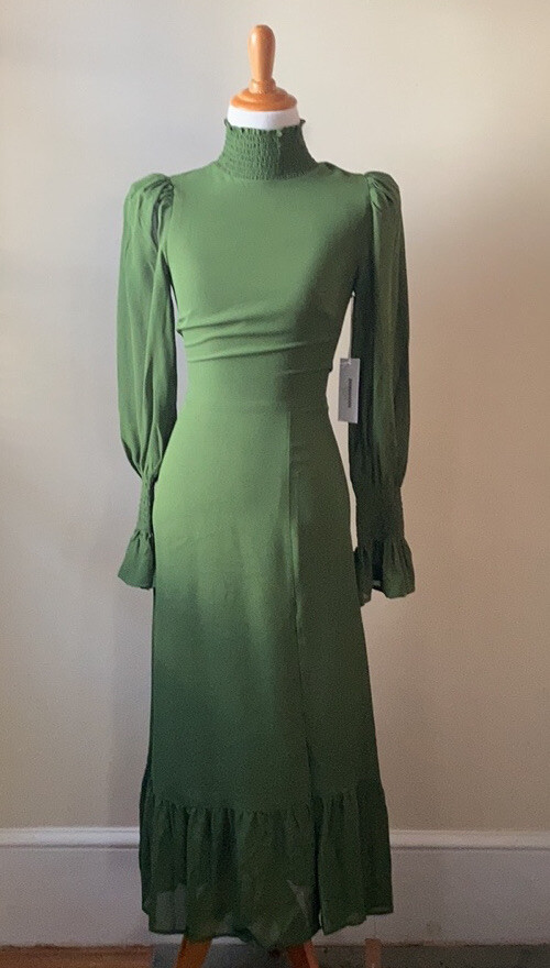 NWT $278 Reformation Galena Dress Moss 