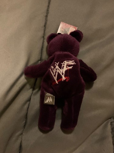 undertaker WWE WWF wrestling purple mini bear with tags and hologram July 1999 - Picture 5 of 6