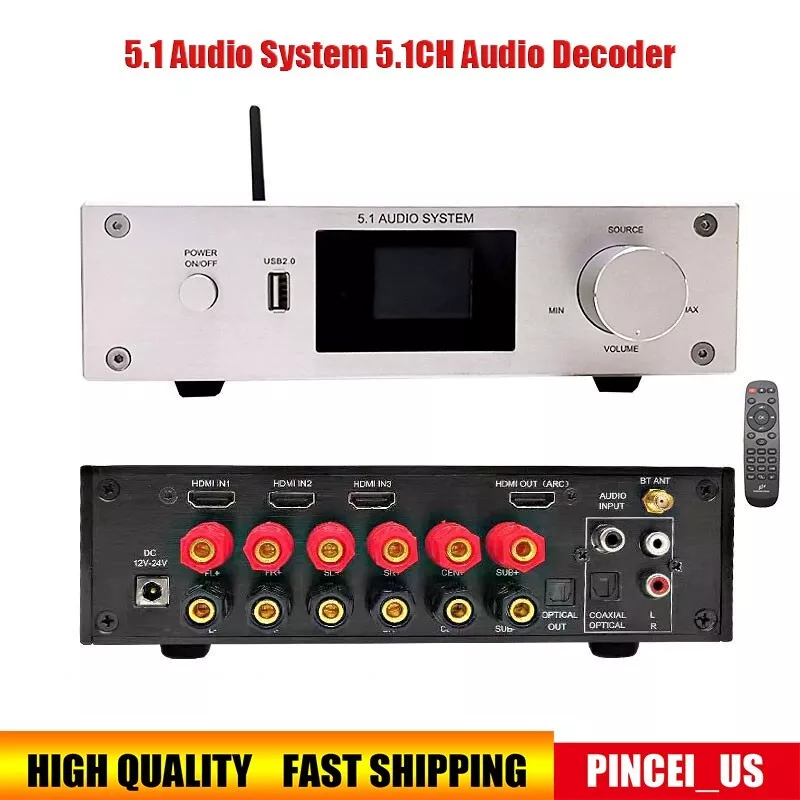 5.1 Audio System 5.1CH Audio Decoder USB DAC HDMI Power Amplifier Power Amp  450W