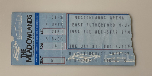 Boleto del Juego de Estrellas de la NHL 1984 31 de enero 84 Meadowlands Arena NJ Gretzky Goal - Imagen 1 de 5