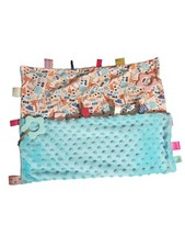 FOMAISELF 1 PC Teal Animal Big Size Baby Tag Blanket, Soft Baby Lovey Security