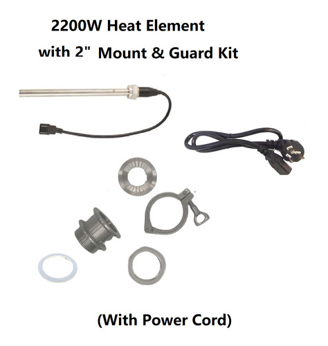 New 2200W/240V or 1100W/110V Heat Element 2" Tri-clover Mount & Guard Kit