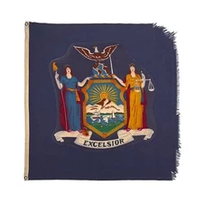 Vintage Cotton New York State Flag Cloth USA American Old Textile Art Excelsior